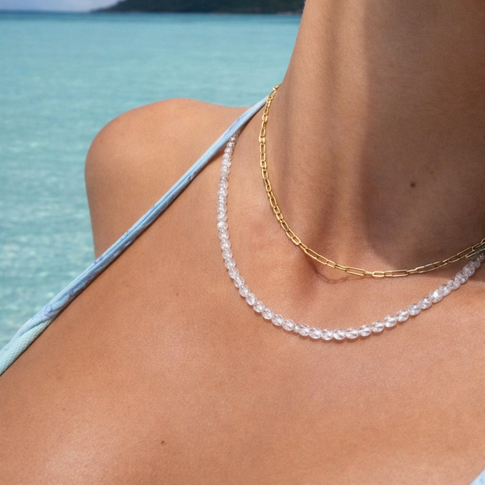 Clear Quartz Beaded Gemstone Necklace